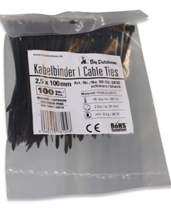 Cable tie 100mm x 2.5mm black (UV-resistant)